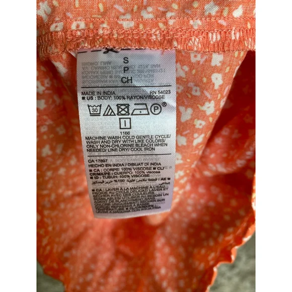 Old Navy Ditsy Floral Romper Orange Beach Vaca Resort Square Neck Boho Feminine - Picture 8 of 10